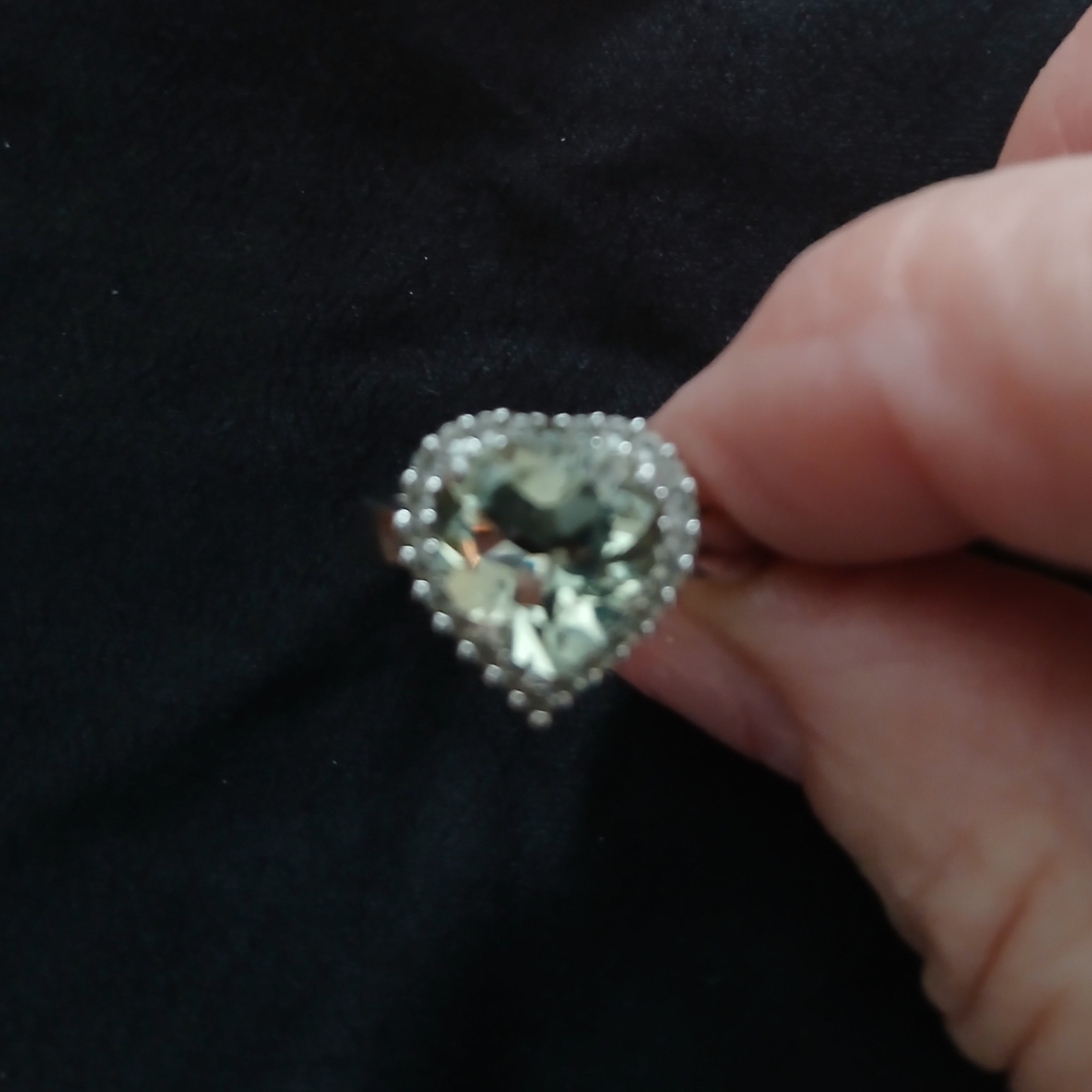 Ross-Simons Silver Heart Ring with Green Prasolite Gem